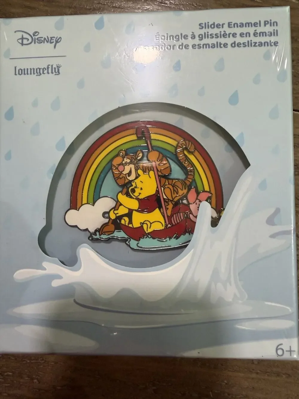 Loungefly Disney Winnie The Pooh Rainy Day Rainbow Sliding LE 1900 3” Pin NEW
